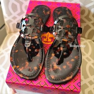 NEW Tory Burch Tortoise Shell Miller Sandals 8.5